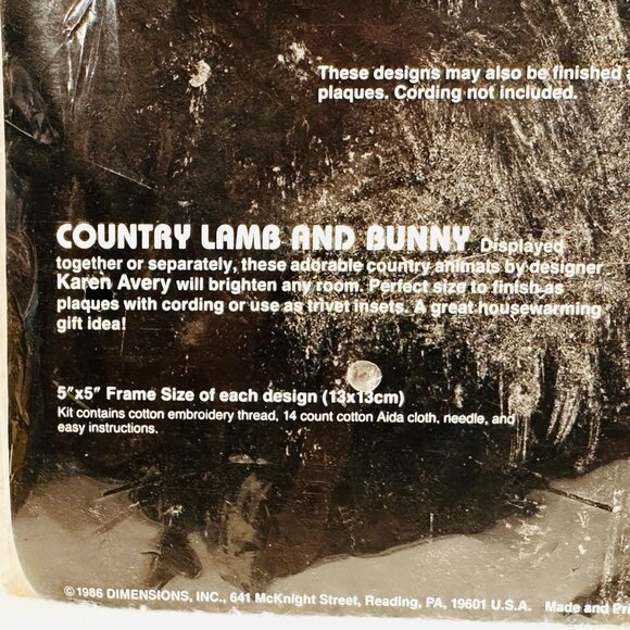Vintage Dimensions Cross Stitch Kit Country Lamb & Bunny (1986) - New/Sealed - Picture 4 of 7